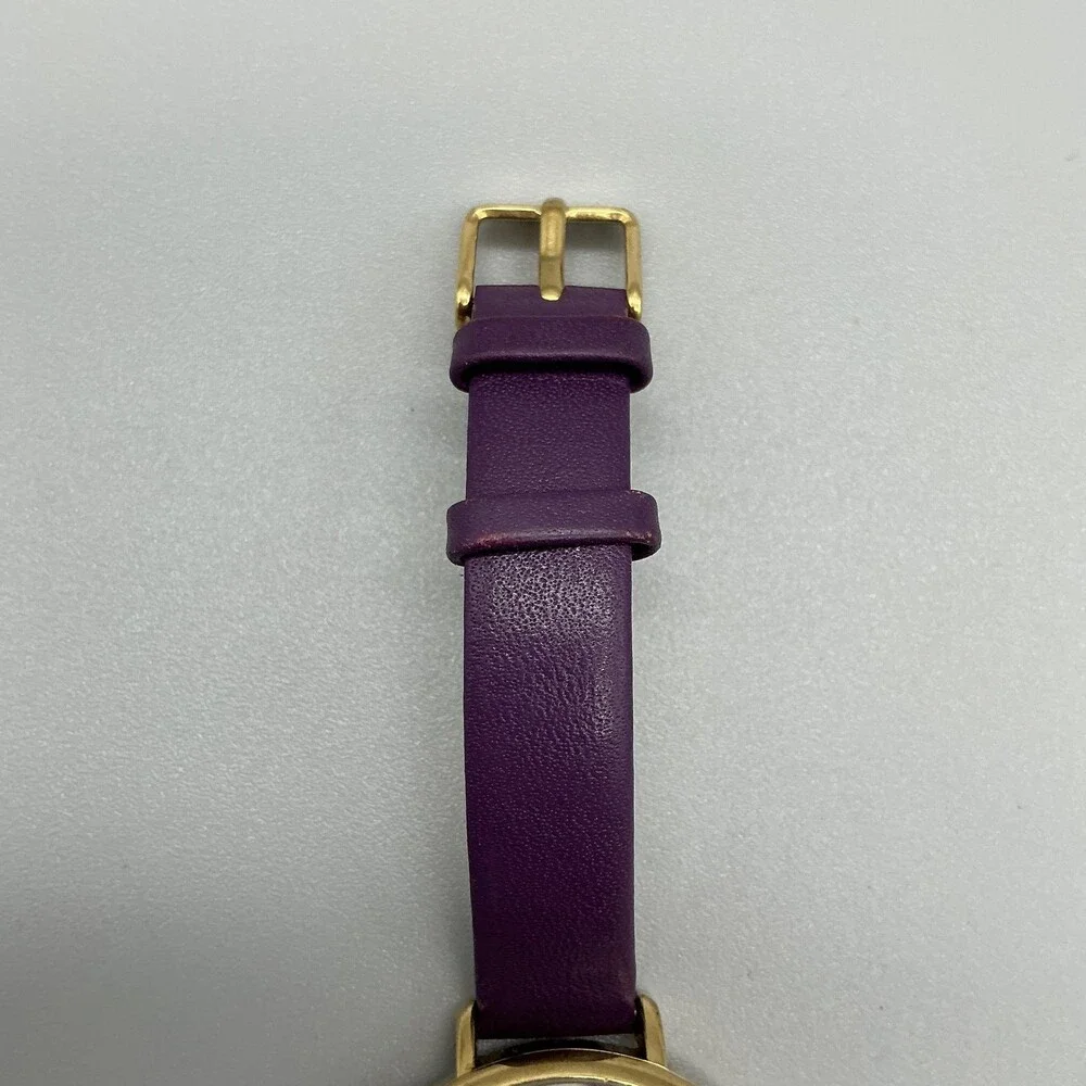 Boum Womens Watch 36mm Purple Dial Gold Tone Leather 3ATM WR New Battery